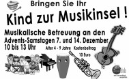 Musikinsel - unsere musikalische Betreuung für Kids an Advents-Samstagen